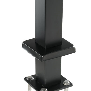Cable Railing Post, 36" x 2" x 2" Steel Level Deck Railing Post Without Holes, SUS304 Stainless Steel Cable Rail Post, Stair Handrail Post with Horizontal and Curved Bracket, 1-Pack, Black