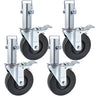 4 Pack 5Inch Scaffolding Rubber Swivel Caster Wheels with Dual Locking Heavy Duty Casters 1.25Inch Square Stem 440LBS Capacity per Wheel