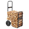 Firewood Log Cart, 250 lbs Capacity, Outdoor and Indoor Wood Rack Storage Mover with PU Wheels & Waterproof Cloth, Heavy Duty Steel Dolly Hauler, Firewood Carrier for Fireplace, Fire Pit, Black