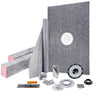 Shower Curb Kit, 48"x72" Watertight Shower Curb Overlay with 4" PVC Central Bonding Flange, 4" Stainless Steel Grate, 2 Cuttable Shower Curb and Trowel, Shower Pan Slope Sticks Fit for Bathroom