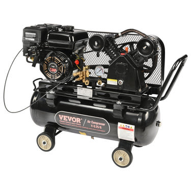 7HP Gas Powered Air Compressor, 13.2 Gallon Horizontal Air Compressor Tank, 9CFM@115PSI Gas Driven Piston Pump Air Compressed System with 115PSI Max Pressure for Construction Sites Workshop