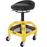 Rolling Garage Stool, 300LBS Capacity, Adjustable Height from 24 in to 28.7 in, Mechanic Seat with 360-degree Swivel Wheels and Tool Tray, for Workshop, Auto Repair Shop, Yellow