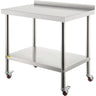 Stainless Steel Prep Table, 30 x 24 x 35 Inch, 440lbs Load Capacity Heavy Duty Metal Worktable with Backsplash Adjustable Undershelf & 4 Casters, Commercial Workstation for Kitchen Restaurant