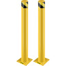 Safety Bollard, 42 Inch Height Bollard Post, 4.5 Inch Diameter Steel Pipe Safety Bollard Post, Yellow Steel Bollard, Steel Safety Bollard with 8 Anchor Bolts, Perfect for Traffic-Sensitive Area