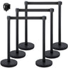 Crowd Control Stanchions, 6-Pack Solid Base Crowd Control Barriers with 3PCS 6.6FT Black Retractable Belts, Black Stanchion Queue Post, Belt Barriers Line Divider Stanchion Set