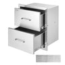 Outdoor Kitchen Drawers 17.8W x 20.2H x 12.2D Inch, Flush Mount Double BBQ Drawers Stainless Steel with Handle, BBQ Island Drawers for Outdoor Kitchens or Patio Grill Station