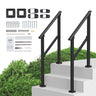 2 PCS 2-3 Handrails for Outdoor for Seniors Porch Deck Black Square Tube