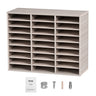 27 Compartments Wood Literature Organizer, Adjustable Shelves, Medium Density Fiberboard Mail Center, Office Home School Storage for Files, Documents, Papers, Magazines, Grey