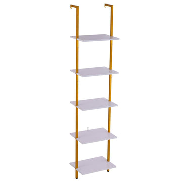 Industrial Square Pipe Shelf 5 Tier 15.6x11.8in Wall-Mount Gold White