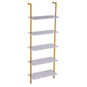 Industrial Square Pipe Shelf 5 Tier 24x11.8in Wall-Mount Gold White
