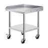 Stainless Steel Work Table, 24 x 24 x 30 Inch Commercial Food Prep Worktable with 4 Wheels, Casters, 3-Sided Backsplash Heavy Duty Prep Worktable, Metal Work Table for Restaurant Home Hotel