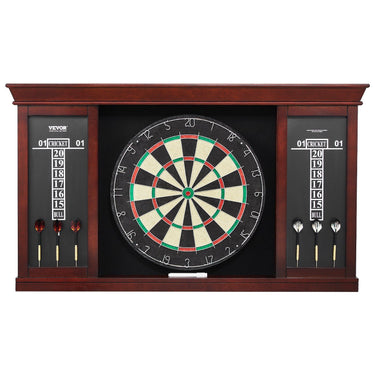 Dartboard and Cabinet Set Official Size Complete Accessory Steel Tip Dart