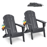 Adirondack Chair Plastic Set of 2 All-Weather Folding Fire Pit Gray