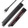 19" 1U PDU 10 Outlets Rack Mount Power Strip Surge Overload Protection