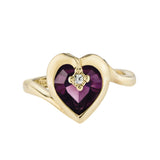 Vintage 1970s Heart Shape Ring with Clear Austrian Crystal 18k Yellow Gold Electroplated by PVD Vintage Jewelry