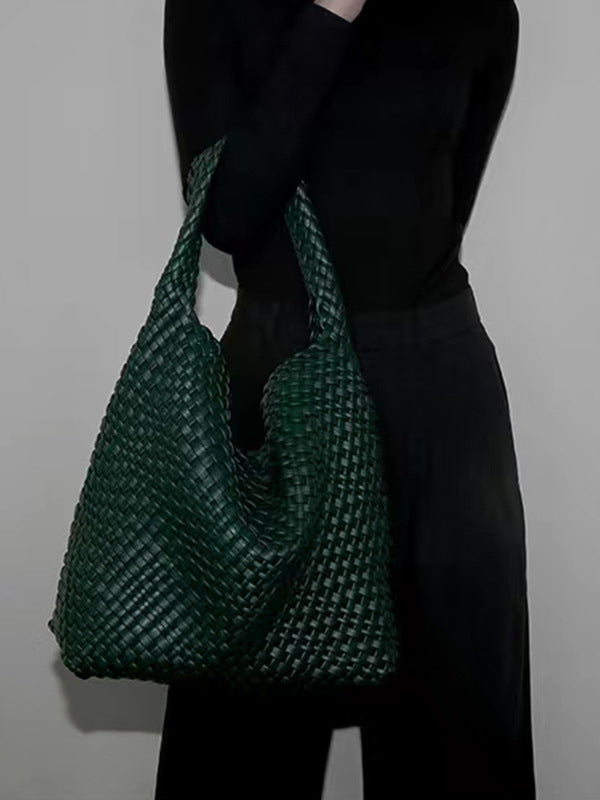 Solid Color Woven Bags Handbags by migunica