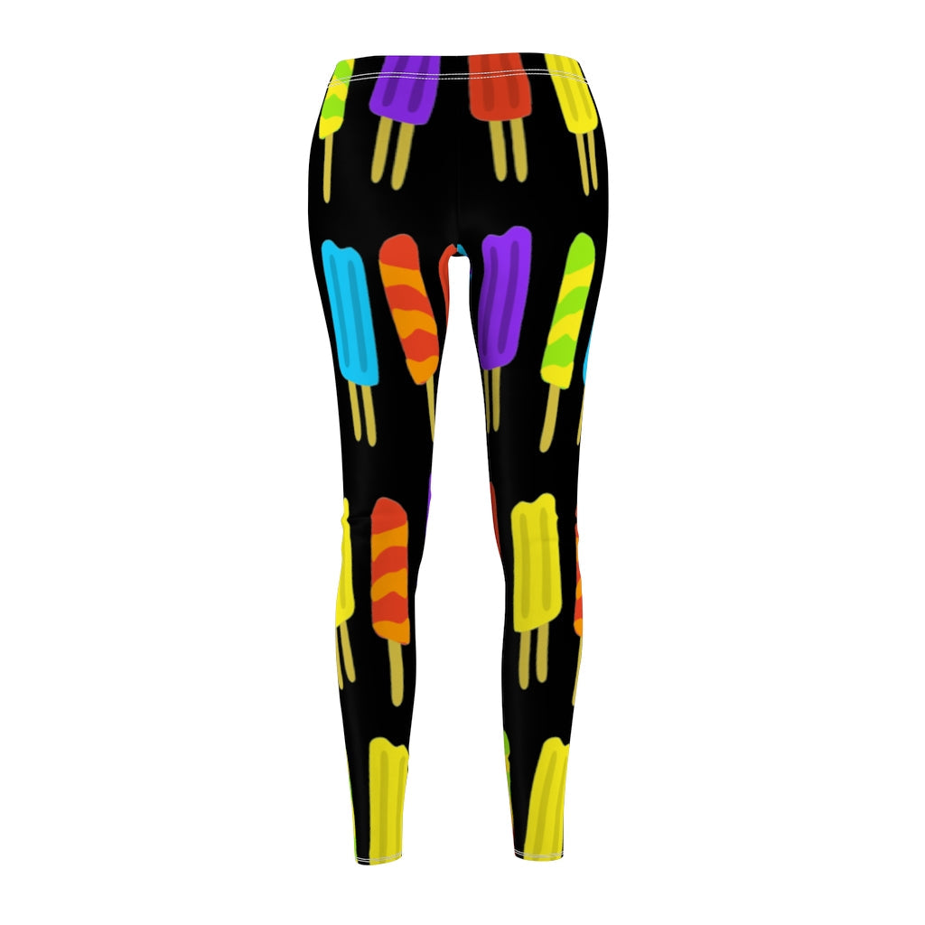 Popsicle Print Casual Leggings - Black by Tshirt Unlimited