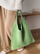 Solid Color Bags Woven Handbag by migunica