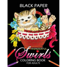 Wonderful Swirls Coloring Book for Adults: Animal and Flower Design Dark Edition Stress-relief Adults Coloring Book (Black Pages)