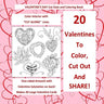 Valentine's Day Cut Out and Coloring Book Color Interior with CUT ALONG Lines: 20 Large Valentines with Salutations; Valentines Day in all D; Valentin