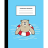 Composition Notebook: Smiling Brown Bear in Blue Swimming Pool Wide Ruled Note