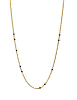 Dainty Black Onyx Beaded Link Necklace for Women in White or Yellow Gold by Hollywood Sensation®