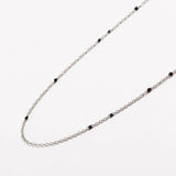 Dainty Black Onyx Beaded Link Necklace for Women in White or Yellow Gold by Hollywood Sensation®