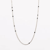 Dainty Black Onyx Beaded Link Necklace for Women in White or Yellow Gold by Hollywood Sensation®