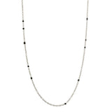 Dainty Black Onyx Beaded Link Necklace for Women in White or Yellow Gold by Hollywood Sensation®