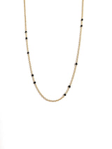 Dainty Black Onyx Beaded Link Necklace for Women in White or Yellow Gold by Hollywood Sensation®