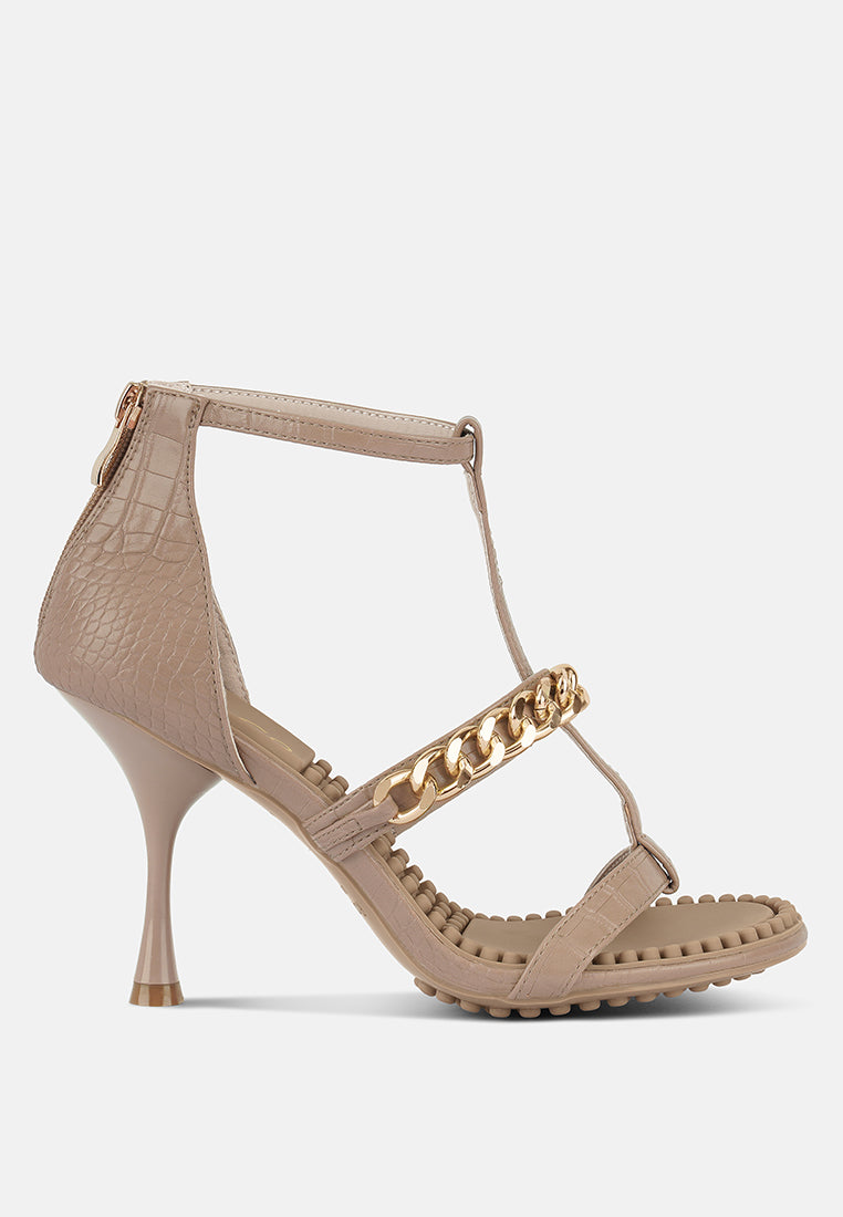 dakota metal chain mid heel sandals by London Rag