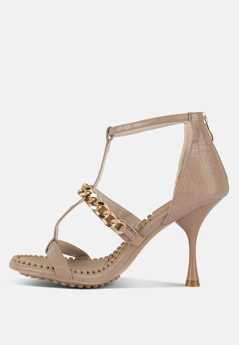 dakota metal chain mid heel sandals by London Rag