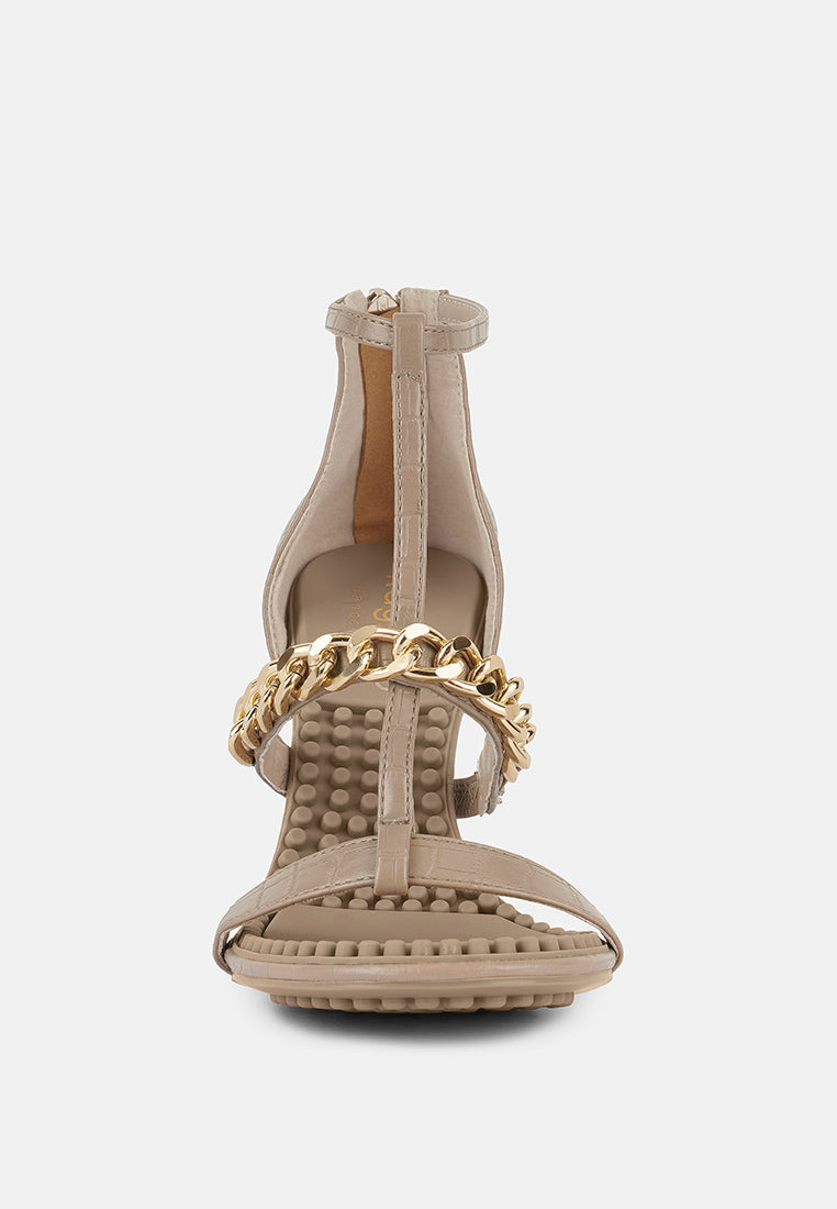 dakota metal chain mid heel sandals by London Rag