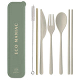 DesignWorks Ink - 'Eco Maniac' Portable Flatware Set w/ Gold Straw by The Epicurean Trader