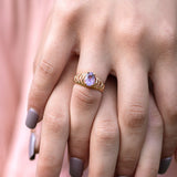 Vintage Ring Genuine Amethyst and Clear Swarovski Crystals 18kt Gold Plated R690 by PVD Vintage Jewelry