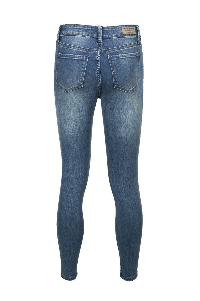 Velvet Heart Mid Waist Skinny Jeans Stretch Button & Zipper Fly Closure Denim Pants with Pockets by Curated Brands