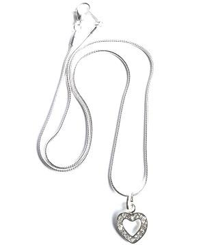 'Diamante Heart' Silver Plated Necklace by Liberty Charms USA