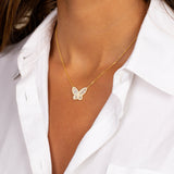 Large Pavé X Baguette Butterfly Necklace by By Adina Eden