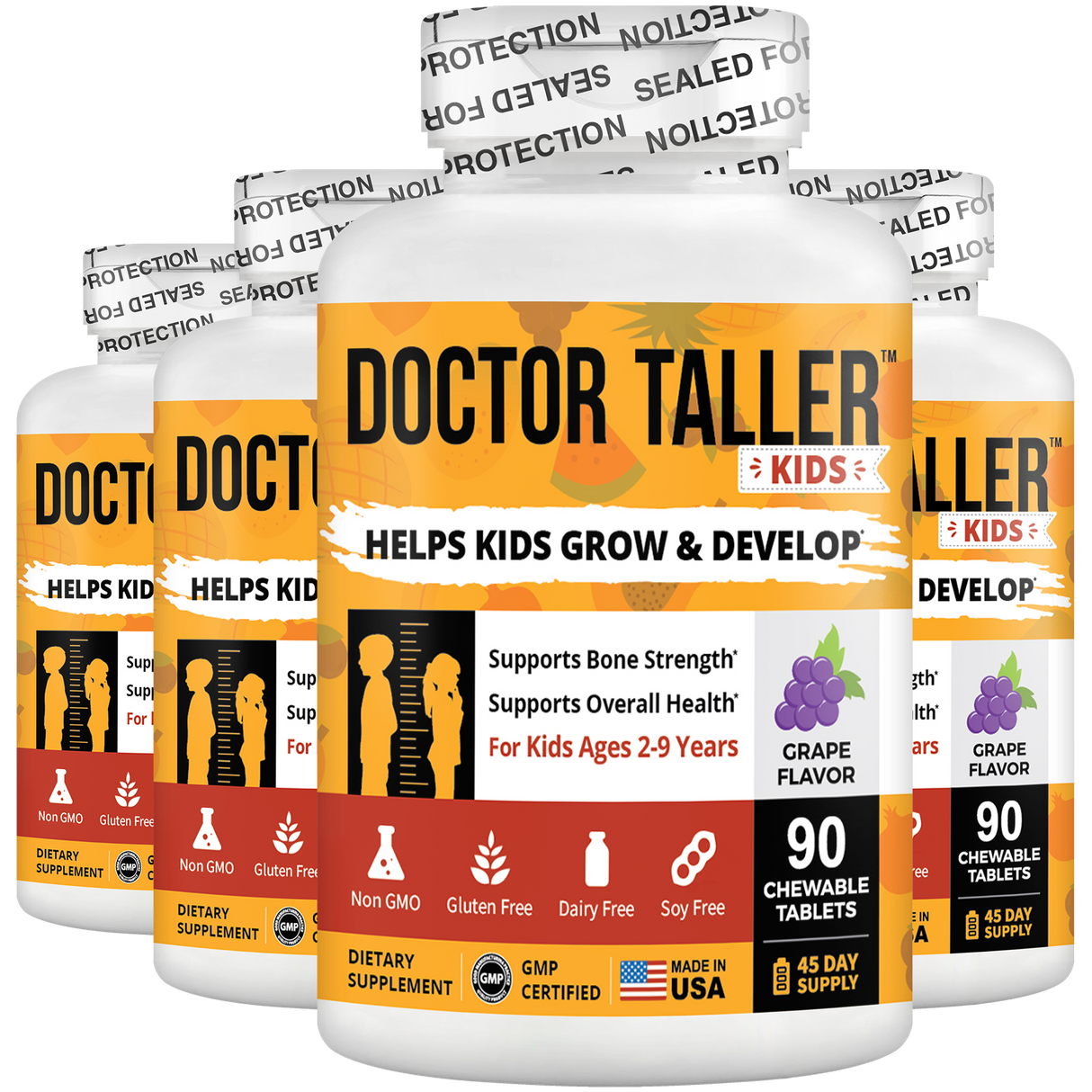 Doctor Taller Kids, Grape Multivitamins, Ages 2-9, 90 Vegan Chewables by NuBest Nutrition®