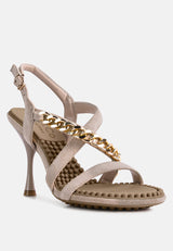 domeda metal chain mid heel sandal by London Rag