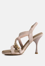 domeda metal chain mid heel sandal by London Rag