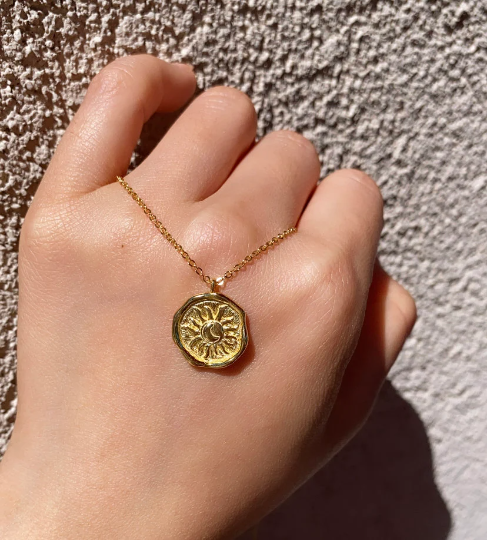 14k Sun And Moon Gold Necklace by VicStoneNYC Fine Jewelry