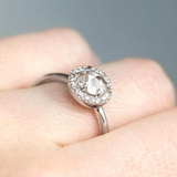 Salt and Pepper Rose Cut Diamond Halo Engagement Platinum Ring by VicStoneNYC Fine Jewelry