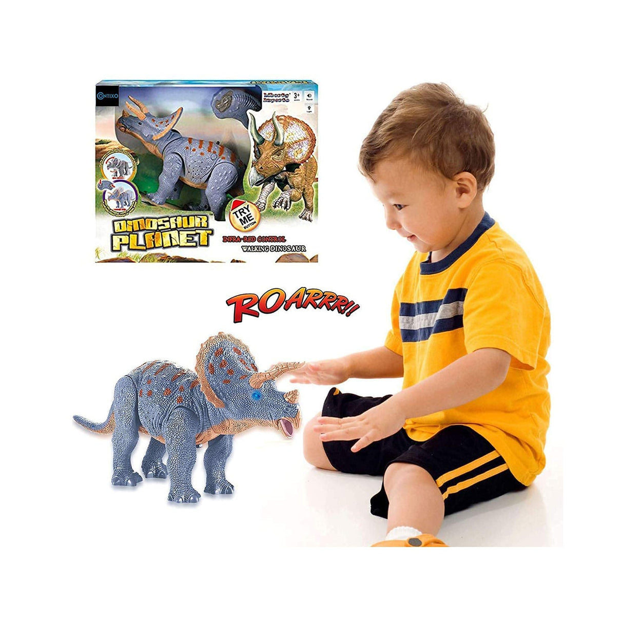 Contixo DR2 Remote Control RC Walking Triceratops Dinosaur Toy by Contixo