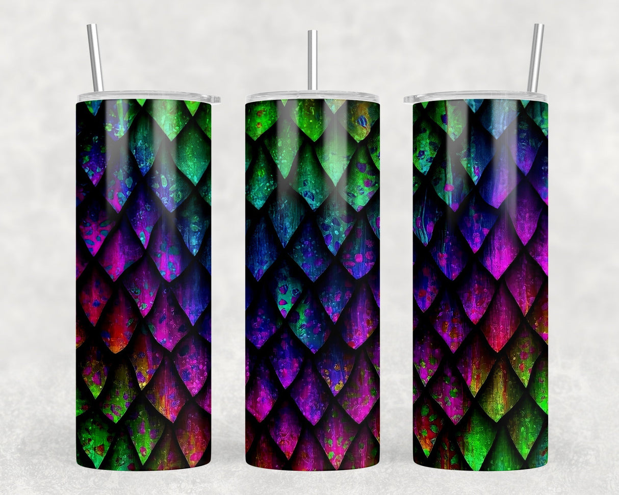 Dragon Scales - 20 oz Steel Skinny Tumbler - Optional Blue Tooth Speaker - Speaker Color will Vary by Rowdy Ridge Co