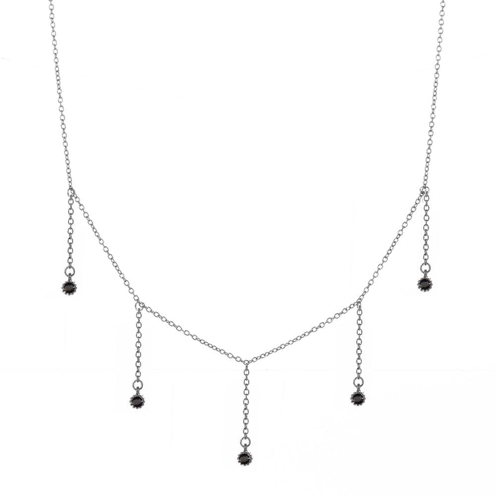 Drop Necklace for Women in Gold or Silver with Five Cubic Zirconia Stone by Hollywood Sensation®