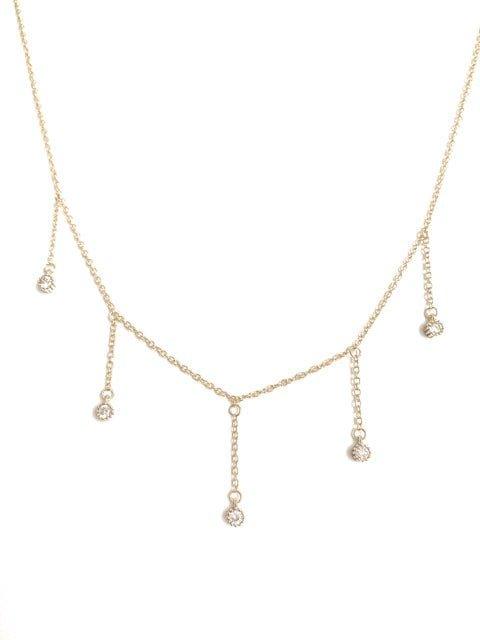 Drop Necklace for Women in Gold or Silver with Five Cubic Zirconia Stone by Hollywood Sensation®