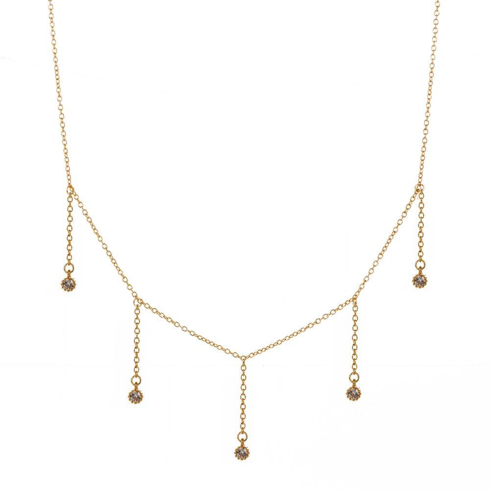 Drop Necklace for Women in Gold or Silver with Five Cubic Zirconia Stone by Hollywood Sensation®