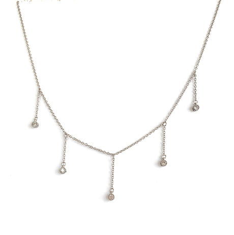 Drop Necklace for Women in Gold or Silver with Five Cubic Zirconia Stone by Hollywood Sensation®