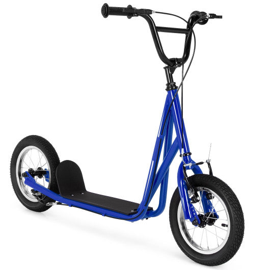 Height Adjustable Kid Kick Scooter with 12 Inch Air Filled Wheel-Navy